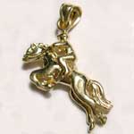gold hunter jumper male rider and horse pendant