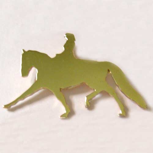 gold solid Dressage rider and horse pendant