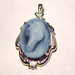 Sterling silver agate horse cameo pendant.