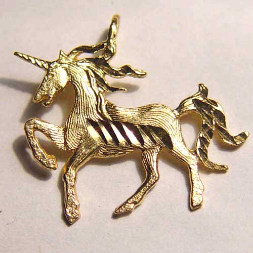 Diamond cut prancing unicorn charm/pendant