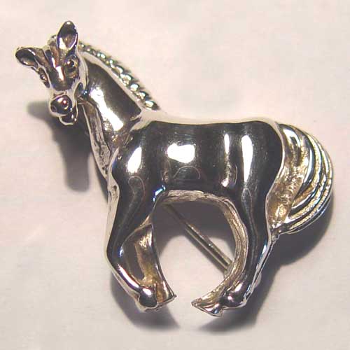 Sterling Silver trotting horse brooch/pendant