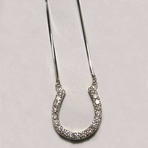 Custom white gold diamond horseshoe necklace