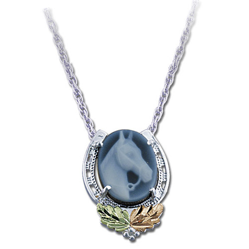Landstrom's Black Hills Gold horsehead Cameo necklace