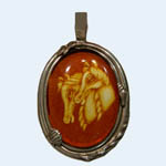 Sterling Silver Amber cameo pendant