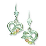 Landstrom's Black Hills Gold Sterling Silver dolphin in heart post earrings
