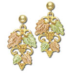 Landstrom's Black Hills Gold grape and leaf cluster dangle earrings