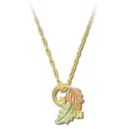 Landstrom's Black Hills Gold dangle grape and leaf necklace