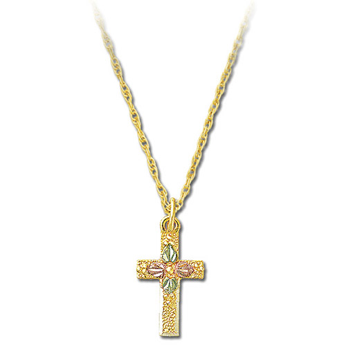 Landstrom's Black Hills Gold cross necklace with leaf design