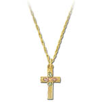 Landstrom's Black Hills Gold cross necklace with leaf design