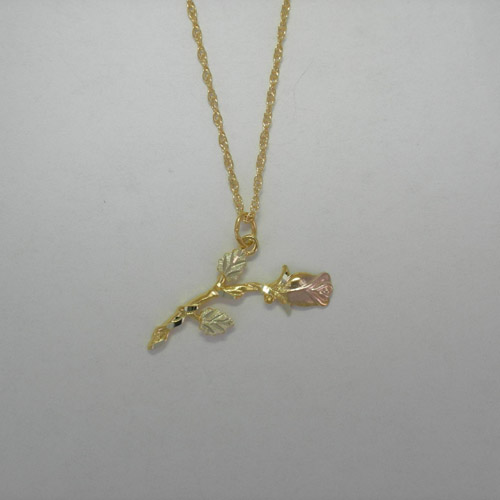 Landstroms Black Hills Gold Rose Blossom necklace