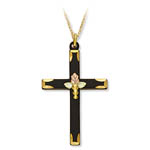 Landstrom's Black Hills Gold black enamel cross necklace