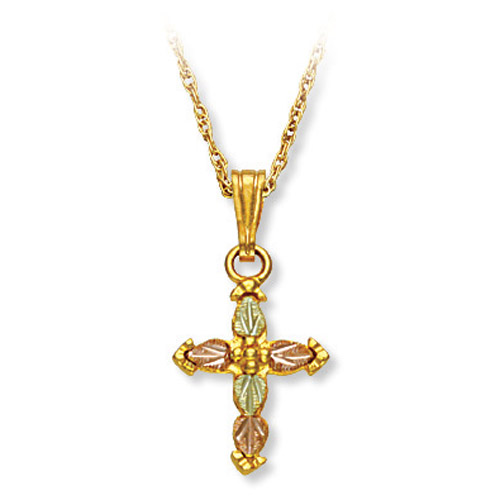 Landstrom's Black Hills Gold grape and leaf cross necklace