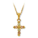 Landstrom's Black Hills Gold grape and leaf cross necklace
