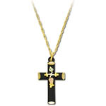 Landstrom's Black Hills Gold Black Enamel cross necklace