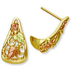 Landstrom's Black Hills Gold grape and leaf half-hoop earrings