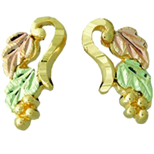 Landstrom's Black Hills Gold grape and leaf post earrings