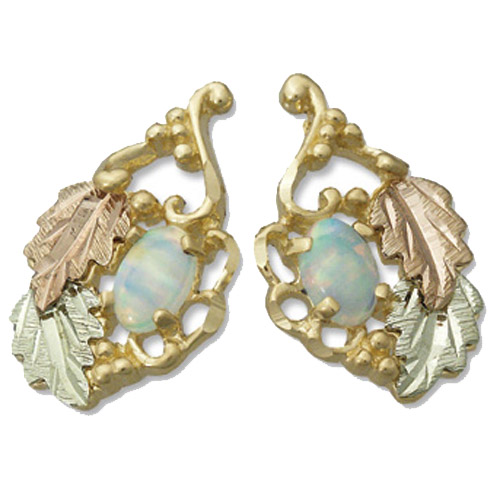 Landstrom's Black Hills Gold Opal and grape and leaf earrings