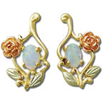 Landstrom's Black Hills Gold Opal and rose and leaf earrings