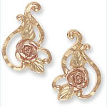 Landstrom's Black HIlls Gold rose and leaf earrings