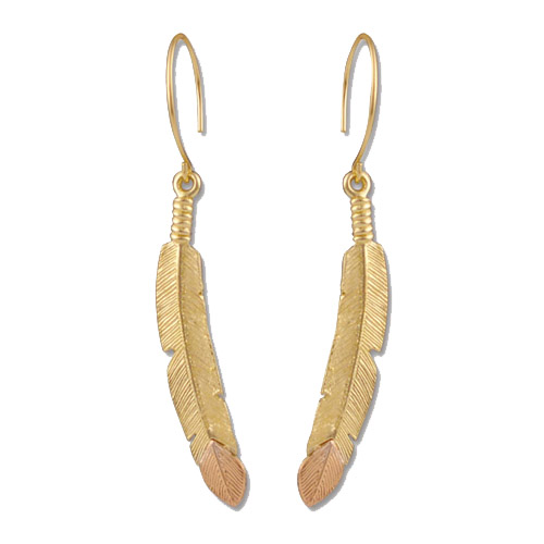Landstrom's Black Hills Gold feather earrings