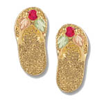 Landstrom's Black Hills Gold sandal with synthetic rubies earrings