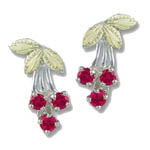 Landstrom's Black Hills Gold synthetic rubies and leaf earrings