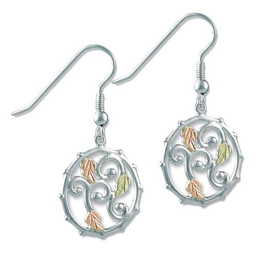 Landstrom's Black Hills Gold Sterling Silver circular dangle earrings