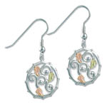 Landstrom's Black Hills Gold Sterling Silver circular dangle earrings