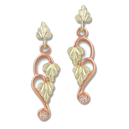 Landstrom's Black Hills Gold Rose gold and diamond dangle earrings