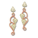 Landstrom's Black Hills Gold Rose gold and diamond dangle earrings