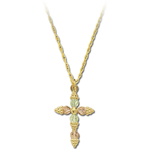 Landstrom's Black Hills Gold grape and leaf cross necklace