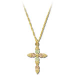 Landstrom's Black Hills Gold grape and leaf cross necklace