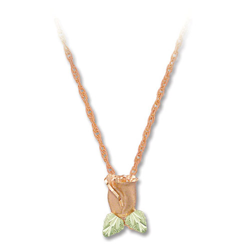 Landstrom's Black Hills Gold rose gold rose blossom necklace