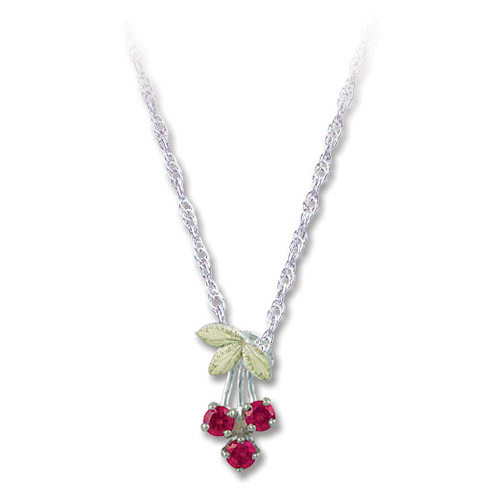 Landstrom's Black Hills Gold Sterling Silver synthetic ruby necklace