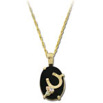 Landstrom's Black Hills Gold Black Onyx and diamond horseshoe necklace