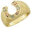 Landstrom's Black Hills Gold grape and leaf horseshoe ring
