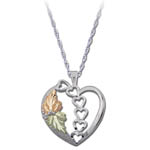 Landstrom's Black Hills Gold Sterling Silver leaf and heart necklace