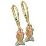 Landstrom's Black Hills Gold rose bud dangle earrings