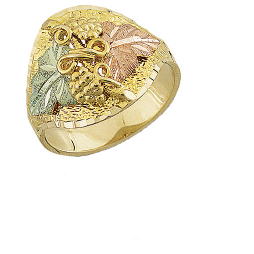 Landstrom's Black Hills Gold mens grape and leaf ring
