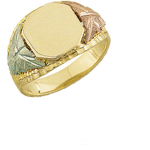 Landstrom's Black Hills Gold mens satin top signet ring