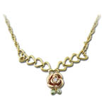 Landstrom's Black Hills Gold heart and rose diamond necklace