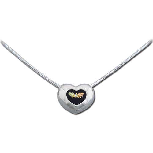 Landstrom's Black Hills Gold Sterling Silver heart diamond necklace