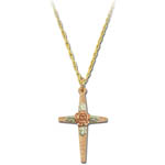 Landstrom's Black Hills Gold rose gold cross with rose necklace