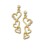 Landstrom's Black Hills Gold triple heart dangle earrings