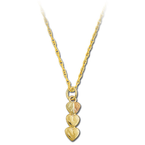 Landstrom's Black Hills Gold triple heart dangle necklace