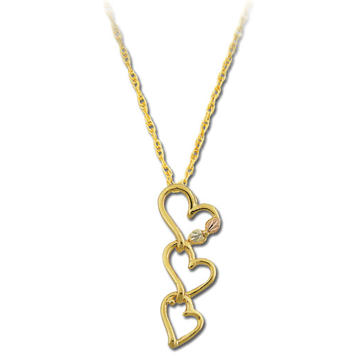 Landstrom's Black Hills Gold triple heart dangle necklace