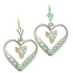 Landstrom's Black Hills Gold Sterling Silver Heart and Sapphire earrings