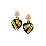 Landstrom's Black Hills Gold black enamel heart earrings