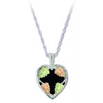 Landstrom's Black Hills Gold Sterling Silver Black Onyx heart necklace