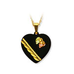 Landstrom's Black Hills Gold black enamel heart necklace